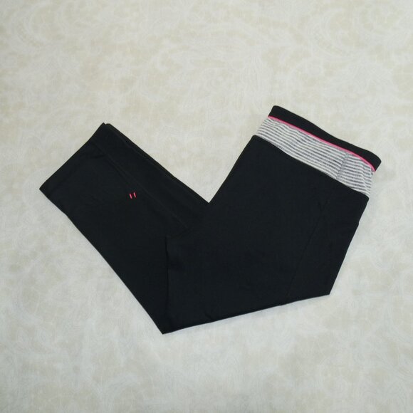lukka Pants - LUKKA Black Pink Accent Cropped Athletic Athleisure Leggings
